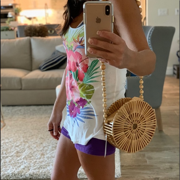 Beaded wood canteen shoulder bag - Picture 5 of 5